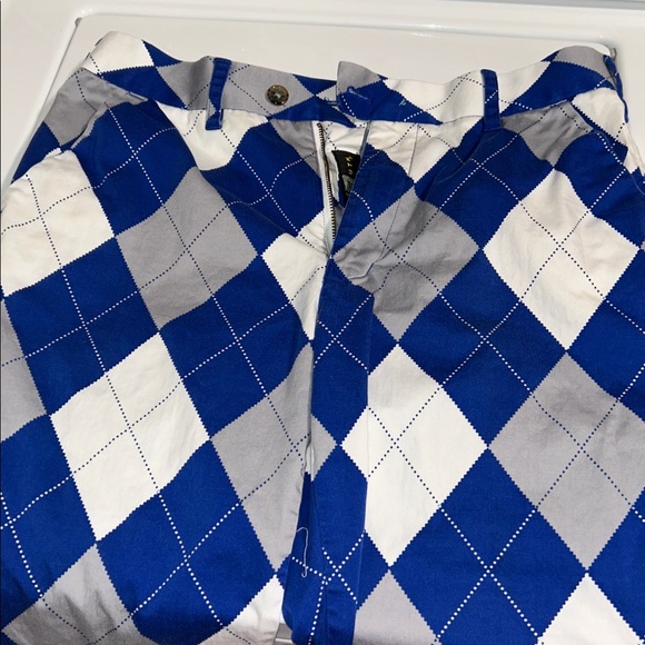 Men’s Loudmouth Golf Blue and White Argyle Golf Pants 34x32 EUC - Picture 2 of 6